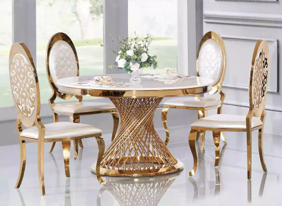 Round Table Golden Base Chrome Round Table Tables Dining Tables Luxury 130cm